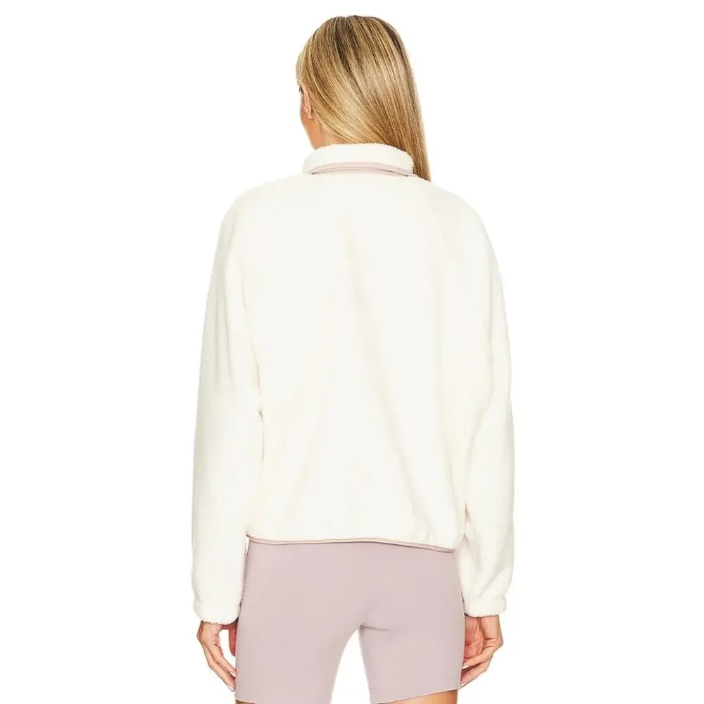 Free People Movement Womens S Cream Sherpa Fleece Snap Pullover Jacket